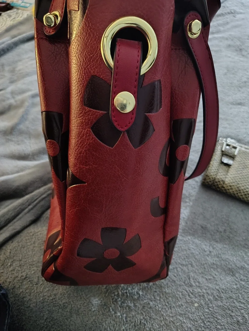 Source Unknown Red and Black Patterned Satchel